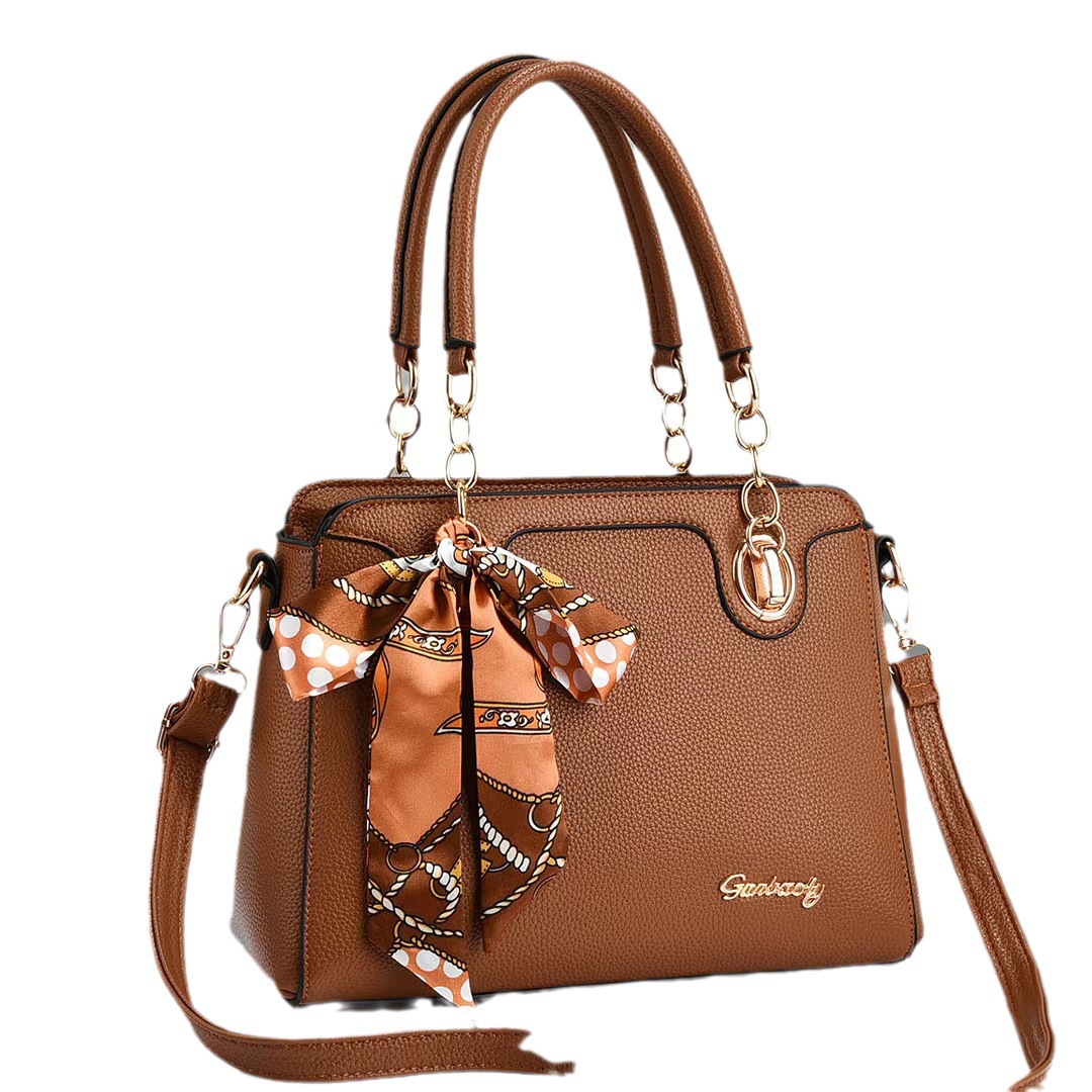 The manufacturer's 2023 new model of a stylish and elegant single-shoulder crossbody bag with a lychee pattern and a trendy casual handbag paired with a silk scarf Item Picture