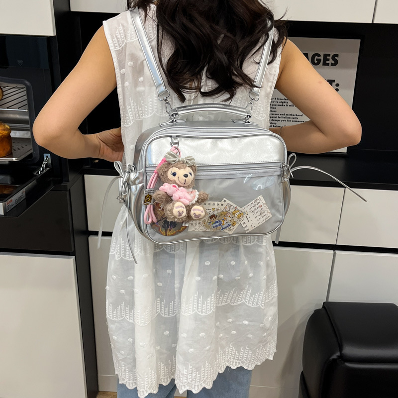 Japanese transparent baggy pain bag, large-capacity backpack, 2025 summer new style, high appearance level handbag, versatile shoulder bag Specification drawing