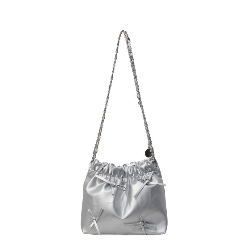 A niche pleated design hand-held small bag for women, a simple bucket bag and a fashionable crossbody bag for spring and summer 2024 Item Picture