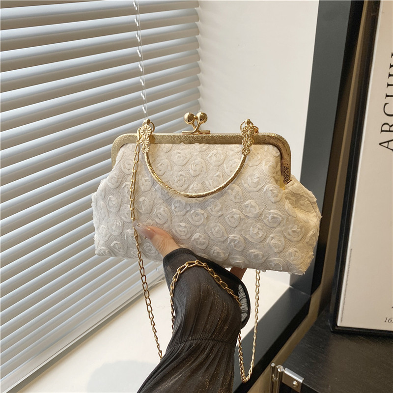 New Chinese-style cheongsam bag, dinner bag, mini handbag, cross-cut texture flower chain bag full figure
