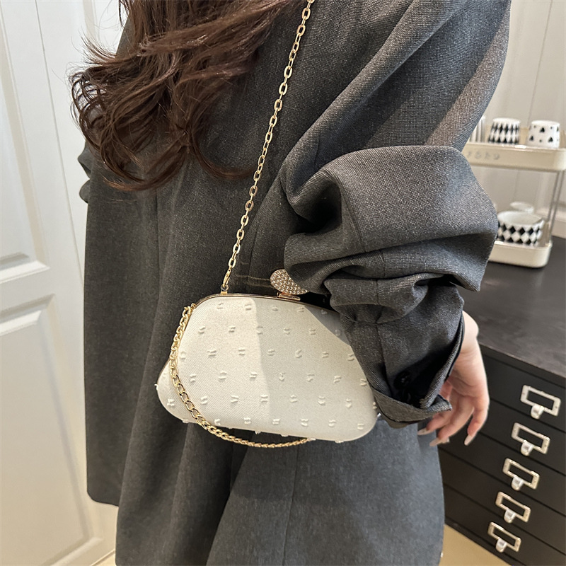 Hong Kong-style fashionable design hard-shell versatile dinner bag, women's fashionable intaglio-shaped single-shoulder crossbody bag details Picture