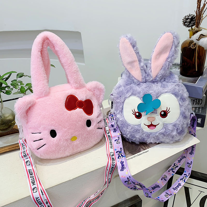 Sanrio 8-inch plush toy bag, children's cartoon single-shoulder crossbody bag, claw machine doll, exchange gift, loose change storage Specification drawing