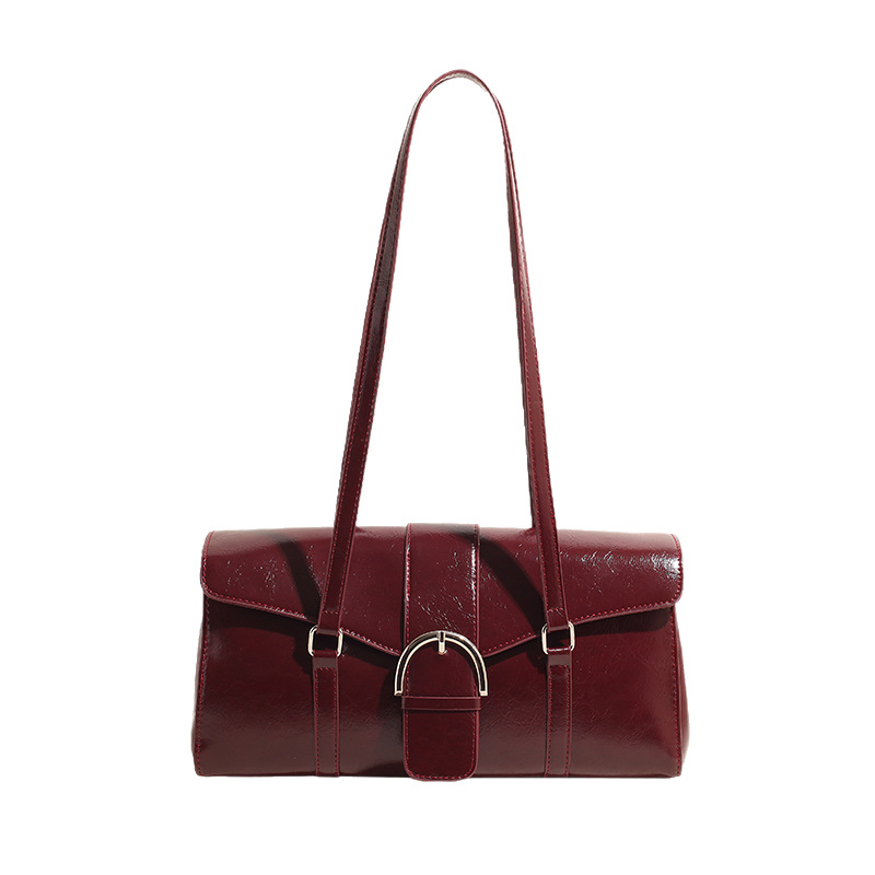 Cross-border 2025 New retro and fashionable oil wax leather underarm bag for women, high-end, niche design, trendy single-shoulder bag Item Picture