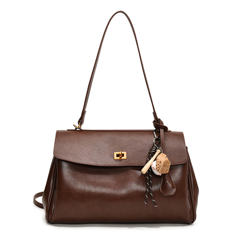 Retro and fashionable hand-held tote bag for women, 2024 new style, large-capacity single-shoulder bag for work and commuting, high-end crossbody bag Item Picture