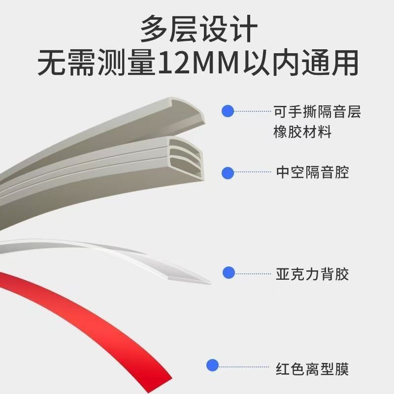 Cross-border sealing strips for bedroom door gaps, door edges, sound insulation, wind resistance, self-adhesive window sealing strips, anti-collision, dust-proof and silent Specification drawing