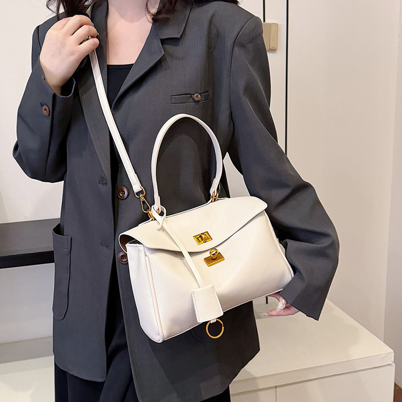 French-style high-end texture soft surface tote bag, simple and large-capacity elegant underarm single-shoulder bag, commuting crossbody bag full figure