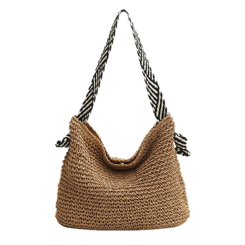 Large-capacity woven bag for women, 2025 new style, laid-back and relaxed beach bag, high-end and versatile single-shoulder crossbody bag Item Picture