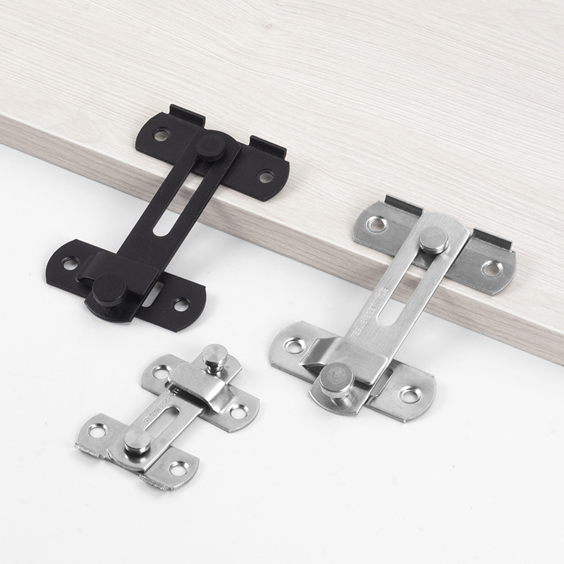 Thickened stainless steel door latch, 90-degree sliding door lock, household pet cage door bolt, right-angle lock, factory direct sales details Picture