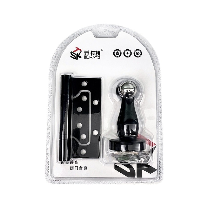 Stainless steel 4-inch 3.0 black three plus one mother and child hinge wooden door, 3+1 hinge and door stop set, 4*3*3 door Item Picture