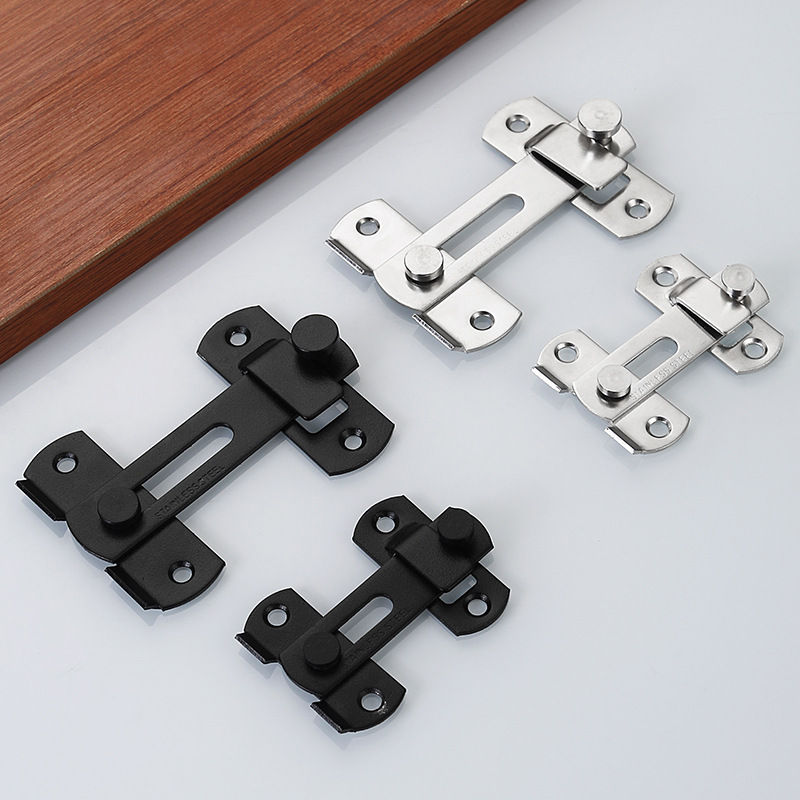Stainless steel door latch, household pet cage, door bolt, lock, sliding door, left and right snap, door lock, thickened 90-degree right-angle door latch Specification drawing