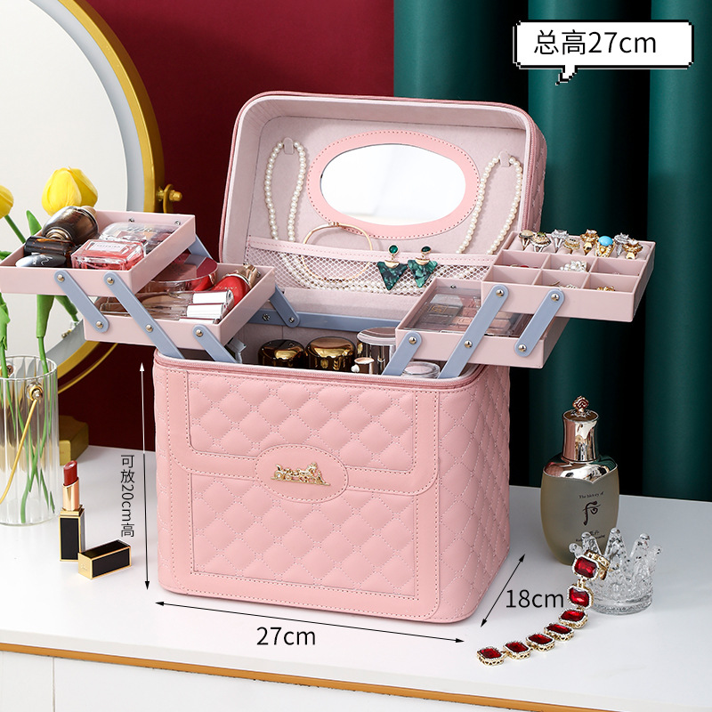 Wholesale of light luxury and practical makeup bags for women with high appearance standards, portable waterproof cosmetics storage boxes, and large-capacity makeup cases details Picture