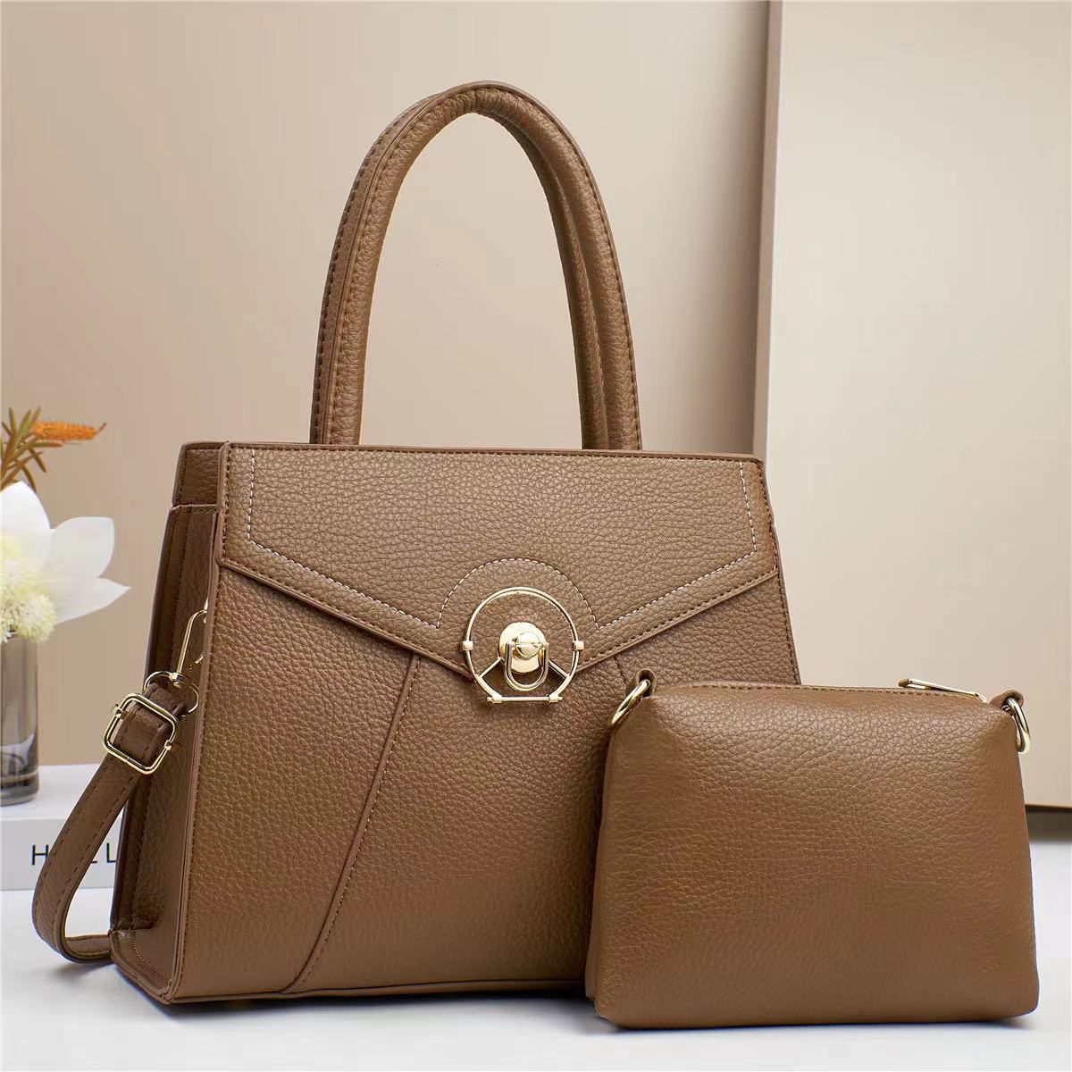 Two-piece fashionable and simple women's handbag, single-shoulder crossbody bag, trendy 2024 brand, elegant mom bag, large capacity full figure