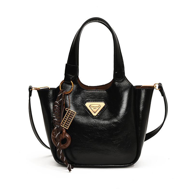 Retro bag with large capacity for women, 2025 new style, fashionable and versatile, single-shoulder crossbody bag, casual hand-held bucket bag Item Picture