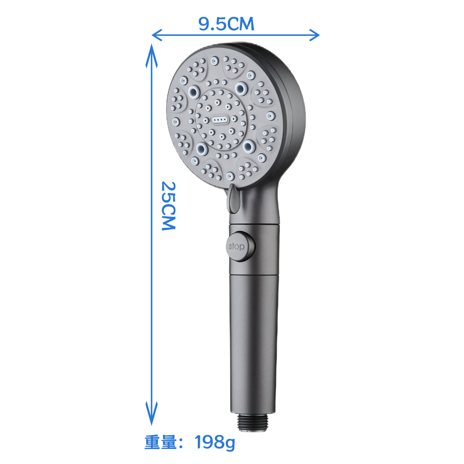 Cross-border Amazon exclusive nano micro-bubble beauty showerhead, 9-speed 10-function showerhead, pressurized handheld Specification drawing