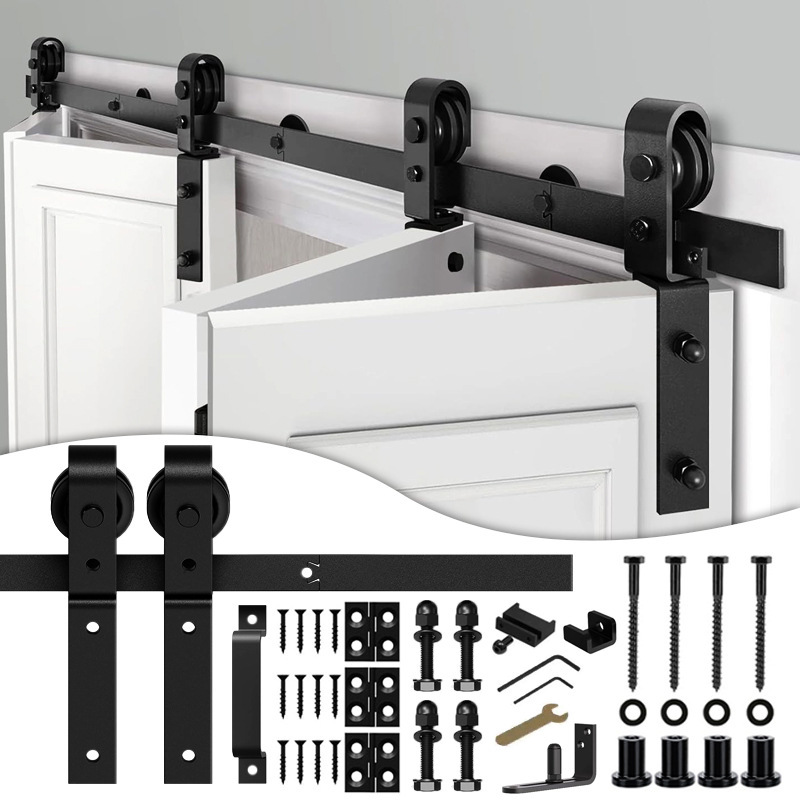 Barn door, folding door, sliding door, track, slide rail, hardware guide rail, door slide accessories, complete set of barn door hanging rail full figure