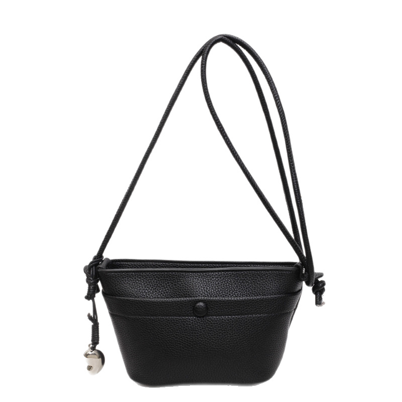 The 2025 new Korean style simple lychee pattern fashionable bucket bag is a versatile, casual and high-end single-shoulder crossbody bag for women Item Picture