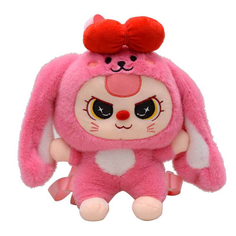New cartoon doll three-year-old, double-back plush bag, cute rabbit doll bag, girlish birthday gift wholesale Item Picture