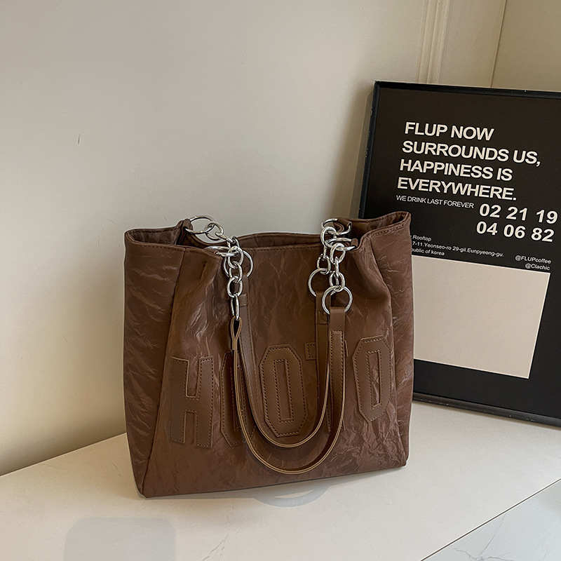 Casual women's 2024 new style, trendy and versatile single-shoulder bag, large-capacity tote bag, school and commuting handbag Specification drawing