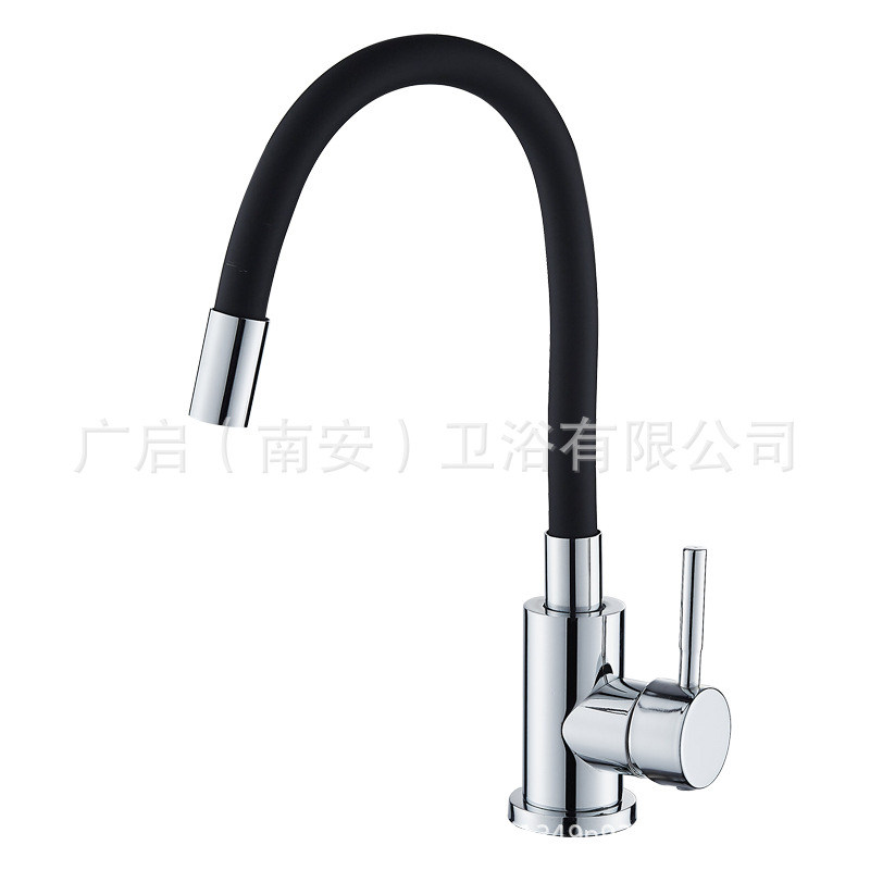 Cross-border Russian stainless steel kitchen silicone tube faucet, black universal rotating sink, hot and cold water faucet Item Picture