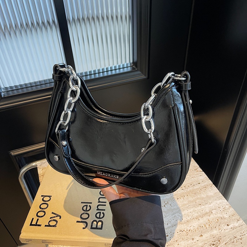 Retro glossy small bag for women, 2024 new style single-shoulder underarm bag, high-end texture, casual and versatile crossbody small square bag details Picture