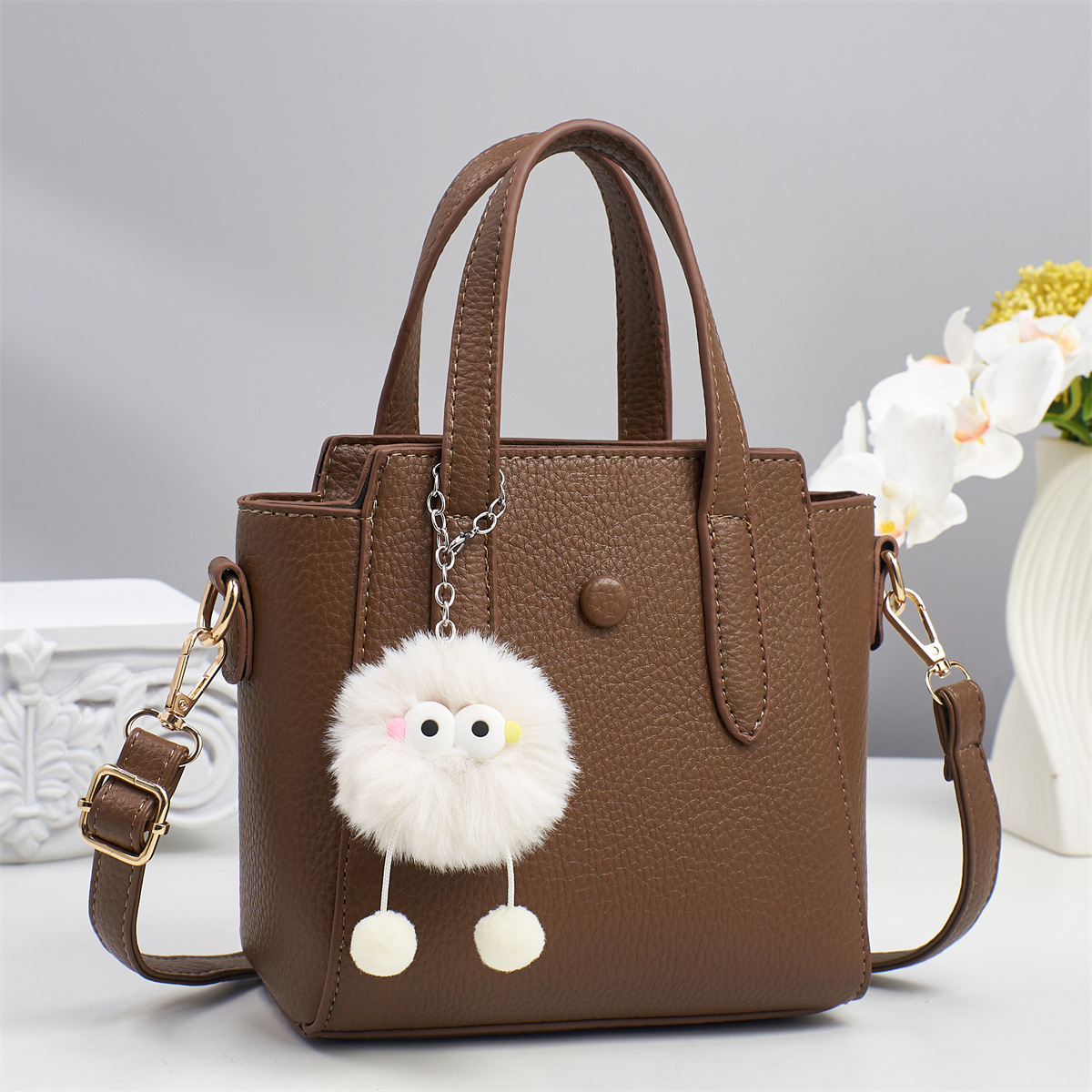 Summer New 2025 Cross-border Trendy women's handbag, large capacity, fashionable and fresh bucket bag, single-shoulder crossbody bag for women Specification drawing