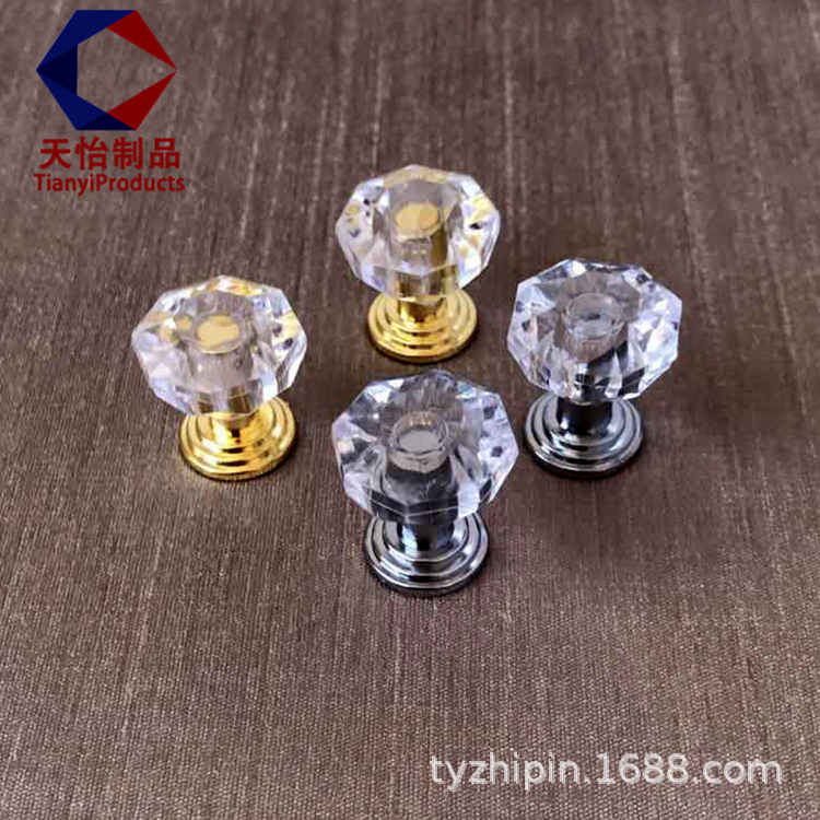 Transparent acrylic plastic single-hole crystal handle, acrylic handle, drawer, cabinet, storage box handle details Picture