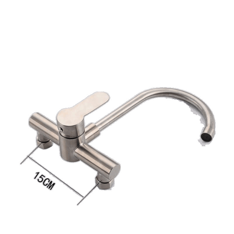 Wall-mounted hot and cold water faucet, 304 stainless steel rotating mixed hot and cold water, kitchen and balcony faucet factory Item Picture
