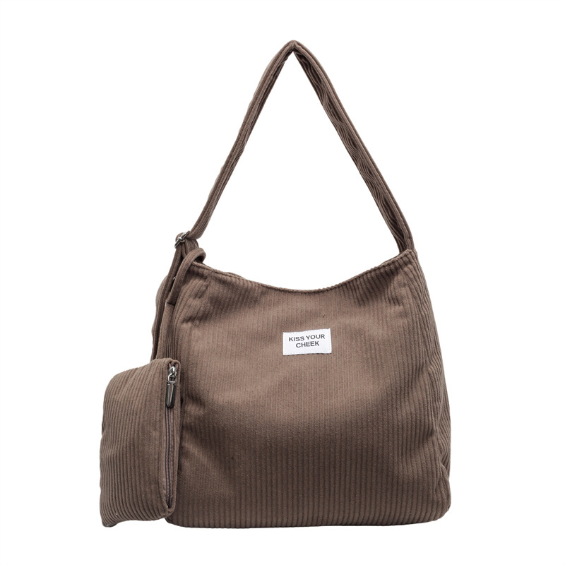 Student class corduroy bag for women 2024 New style casual large-capacity crossbody bag for commuting single-shoulder underarm tote bag Item Picture
