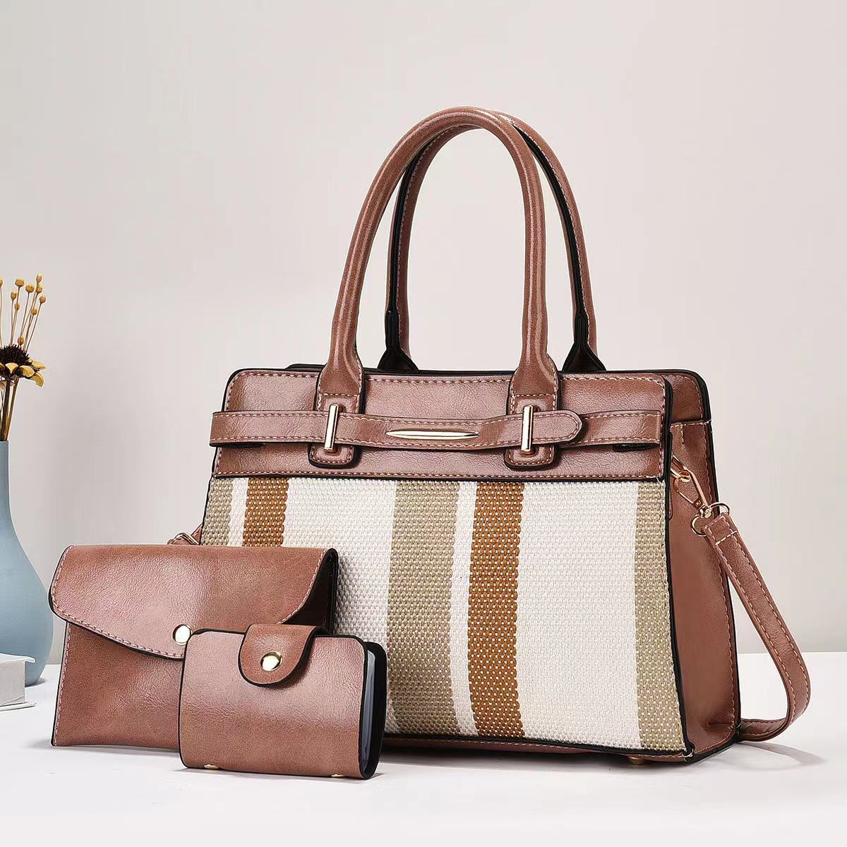 2024 New large-capacity versatile canvas bag, Korean-style trendy single-shoulder crossbody bag, hand-held three-piece set, mother and child bag Specification drawing