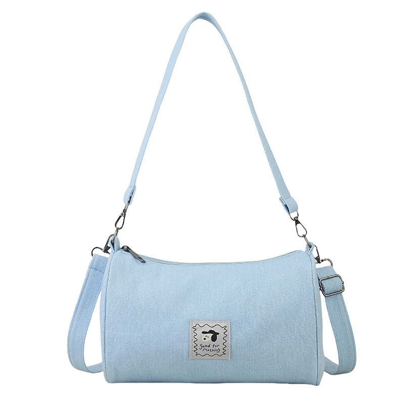 Cute denim crossbody bag, versatile Japanese casual backpack for girls, campus and outdoor pillow bag, fresh and clean single-shoulder bag Item Picture