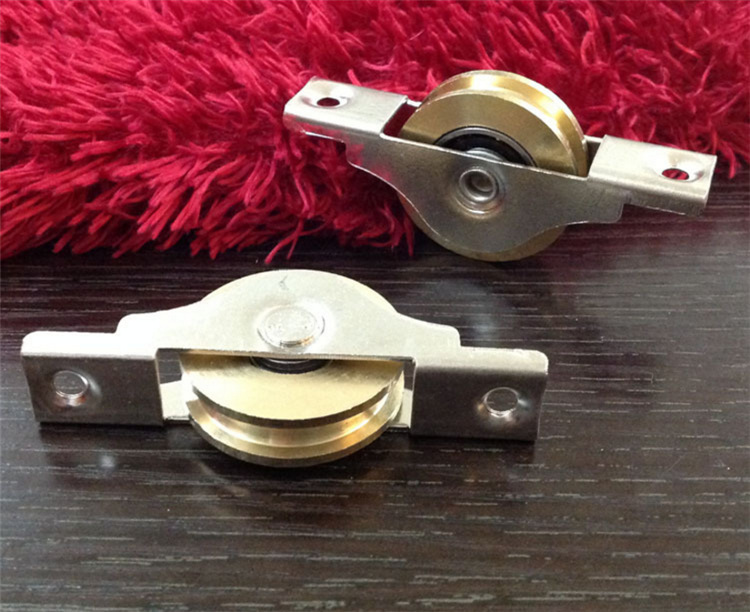 Medium-sized copper pulley, copper pulley, sliding door, wardrobe and cabinet door, pulley with real bearing, plastic steel one piece, 33 details Picture