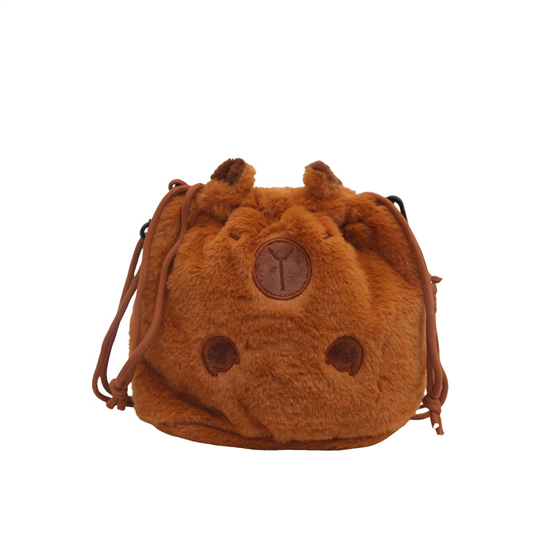 New Capibara plush crossbody bag, cartoon Capybara drawstring lucky bag, Capybara bag, fresh and sweet coin purse bag Item Picture
