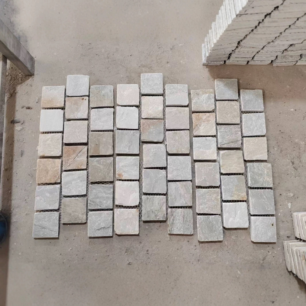 Yellow rust-colored ice-crack floor tiles, polygonal mesh stone, natural cultural stone, green rust-colored SLATE, crushed and pieced stone manufacturer details Picture
