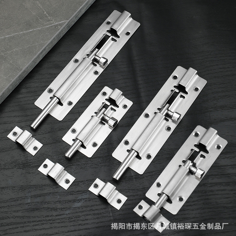 Stainless steel 304 thickened exposed latch, small square and large square latch, wooden door, anti-theft window, bathroom cabinet door latch lock details Picture