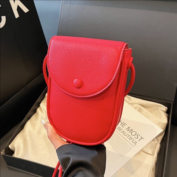Cross-border lychee pattern Korean candy-colored mobile phone bag for women, 2025 new style, fashionable and versatile single-shoulder crossbody bag for women full figure