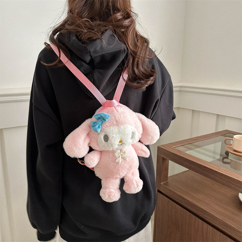 New cartoon 3D backpack 2023, cute girl Kuromi plush toy bag, coin purse gift Specification drawing
