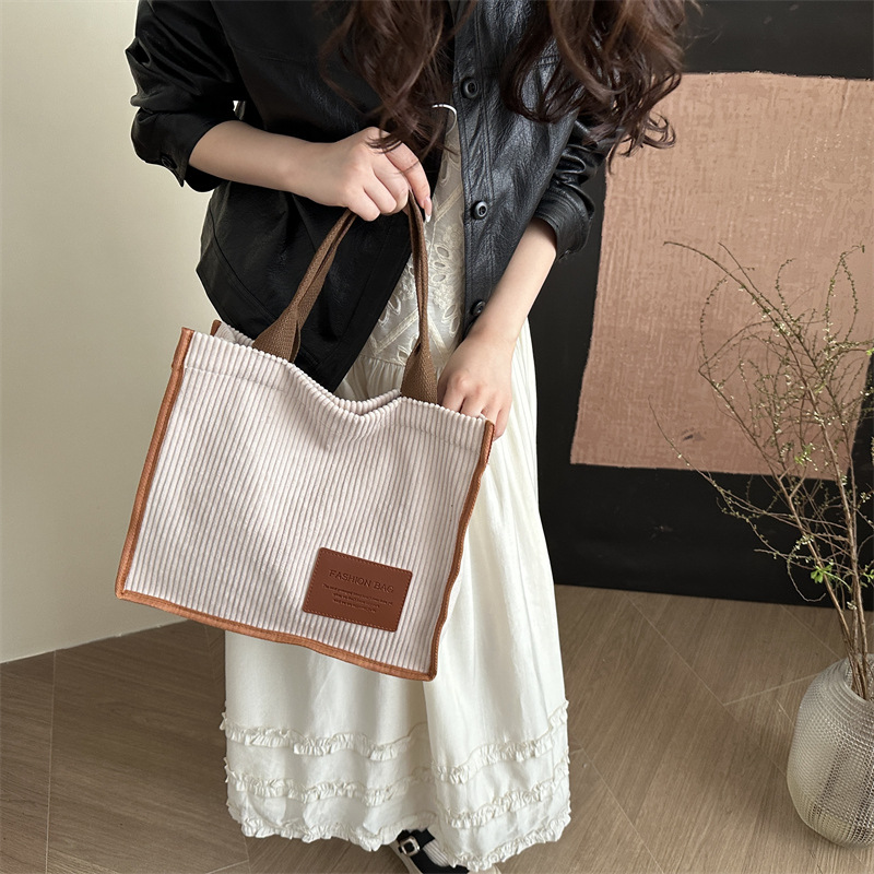 Tote bag 2025 for college students' class commuting, single-shoulder bag for women, large capacity, simple and casual Japanese handbag Specification drawing