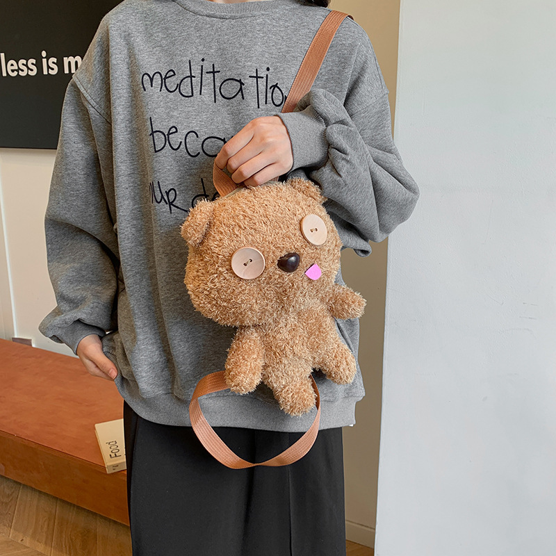 New bear doll bag 2024 Spring and Autumn Versatile and fashionable girls' backpack, trendy large-capacity loose change key bag details Picture