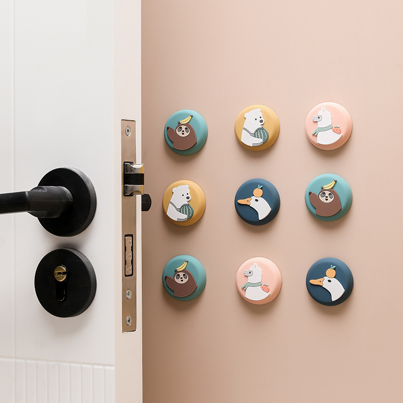 Door handle anti-collision pad, door sticker, home door back silicone, bedside refrigerator, door handle lock anti-collision magic tool, cartoon wall sticker full figure