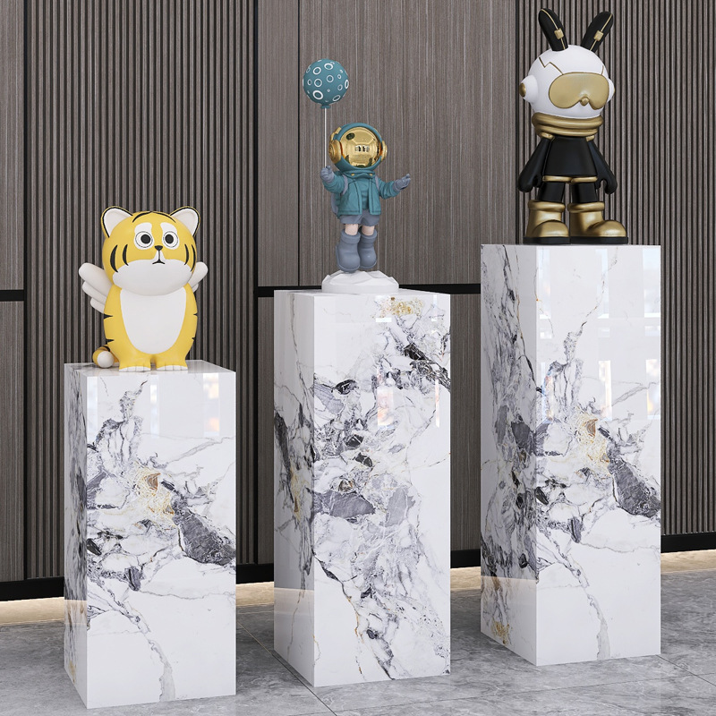2025 New style living room entrance decorative item base rock plate marble pergola exhibition hall sculpture handicraft base platform details Picture