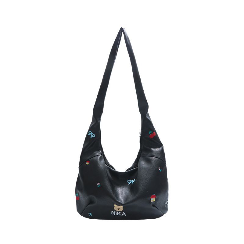 Korean-style embroidered large-capacity underarm bag for women, 2025 new niche commuter single-shoulder bag, casual and versatile crossbody bag Item Picture