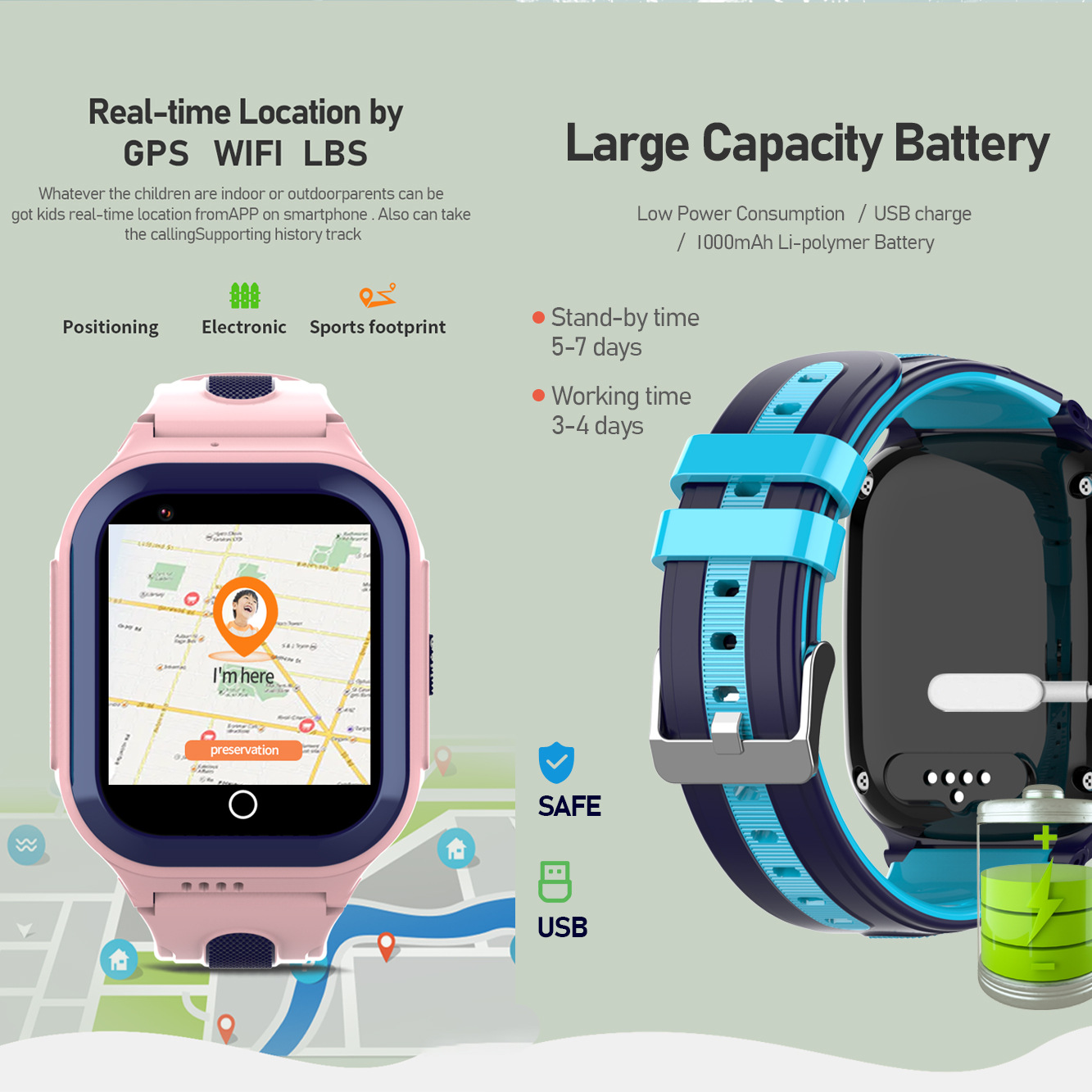 Cross-border children's smart phone watch DF70, outdoor waterproof high-definition video call smooth smart watch wholesale details Picture