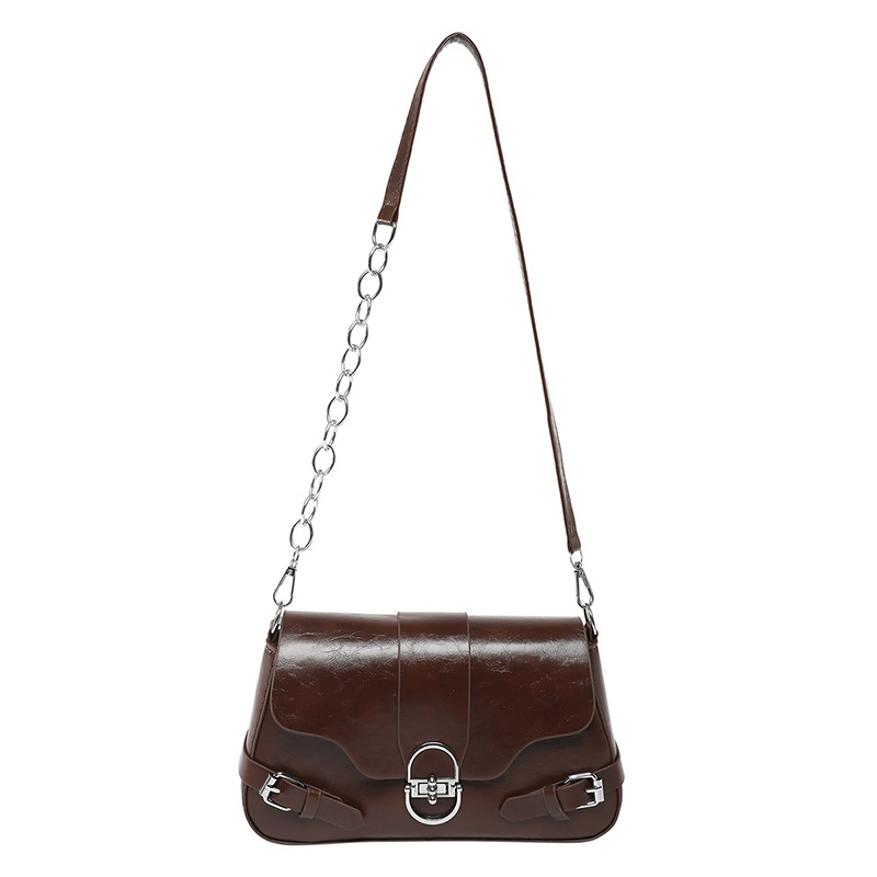 The 2025 new spring and summer retro baguette underarm bag, lockable flip cover bag, versatile commuter single-shoulder crossbody bag for women Item Picture