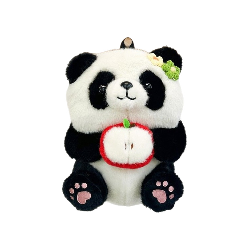 New cute panda flower flower doll backpack backpack, cartoon children's doll, panda souvenir plush bag for girls Item Picture