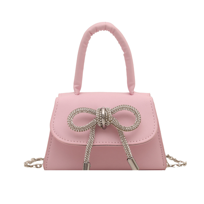 High-end quality bow small bag for women's summer 2025, new chain crossbody mouth red envelope hand-held mini square bag Item Picture