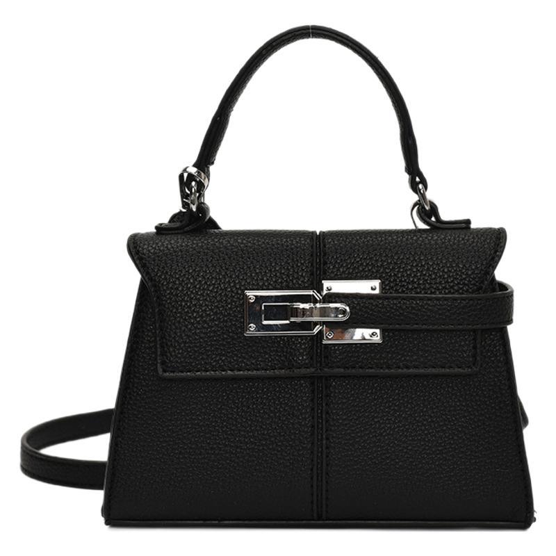 Cross-border retro lychee pattern hand-held small square bag 2025 new style simple and versatile shoulder bag patchwork stylish crossbody bag Item Picture