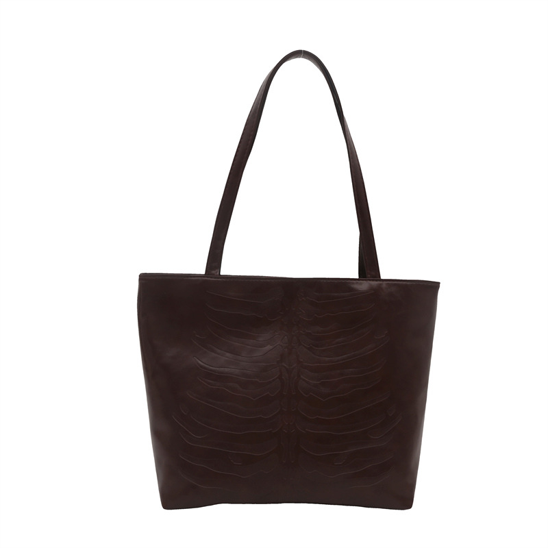 2024 New large-capacity PU casual handbag, crocodile pattern, fashionable and retro European and American commuter tote single-shoulder women's bag Item Picture