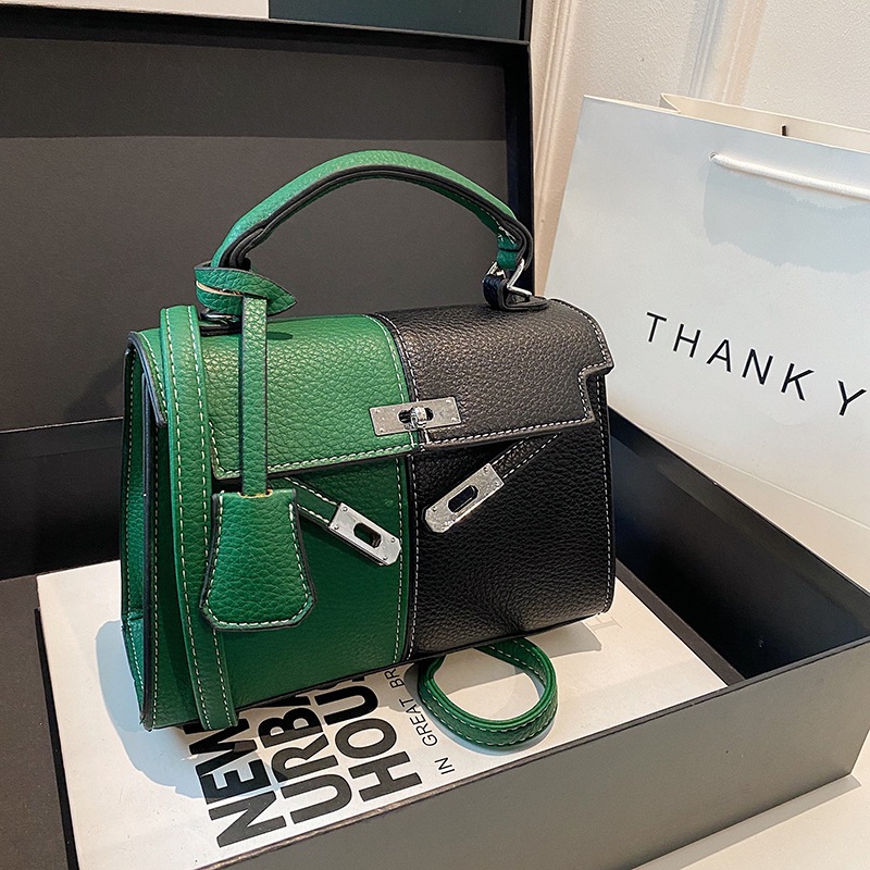 Cross-border Kelly bag bestseller, color-matching, versatile single-shoulder crossbody bag, fashionable single-shoulder bag, girls' high-end feel, hand-held platinum Specification drawing