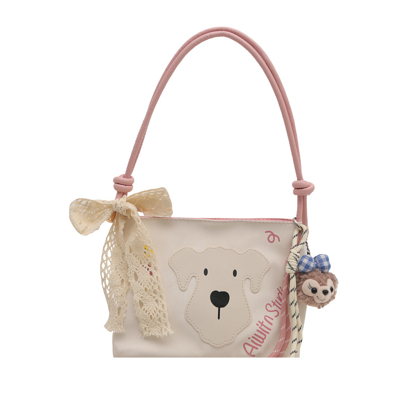 Cross-border Women's Bag 2025 New style: Trendy commuting, cute dog pattern design, single-shoulder crossbody bucket bag Item Picture