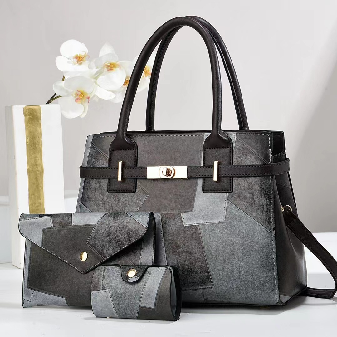 Commuter tote bag, large-capacity bag, women's bag, 2024 new trendy and fashionable three-piece set, single-shoulder crossbody bag details Picture